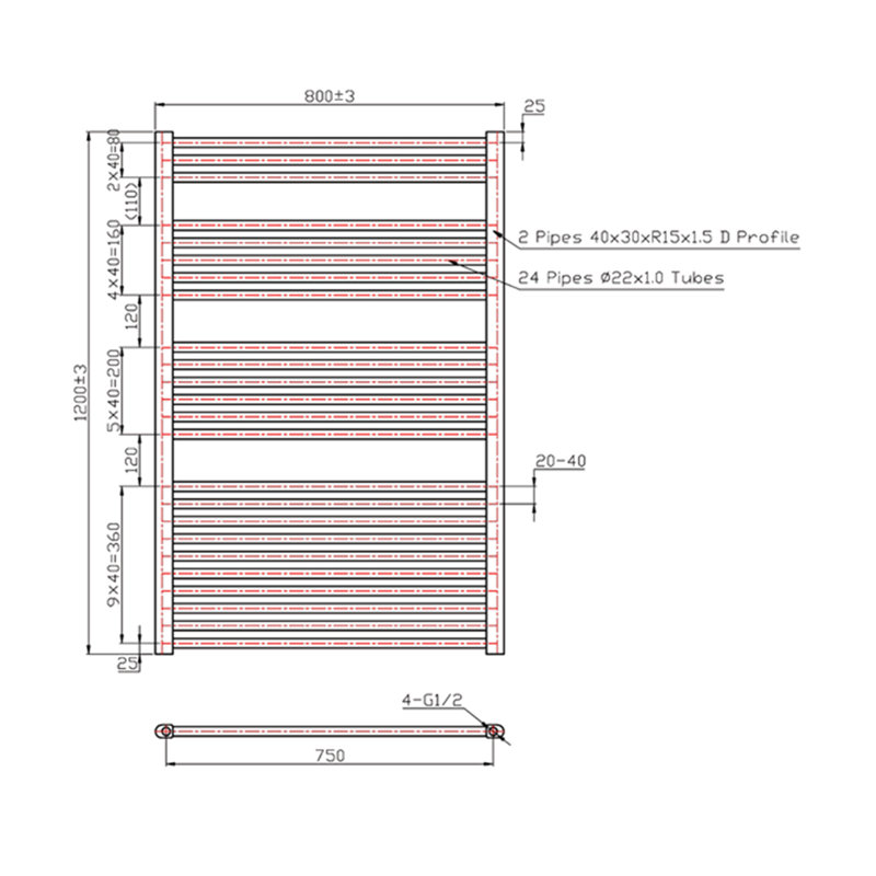 Sharmaine Straight Towel Rail Heated Towel Rails