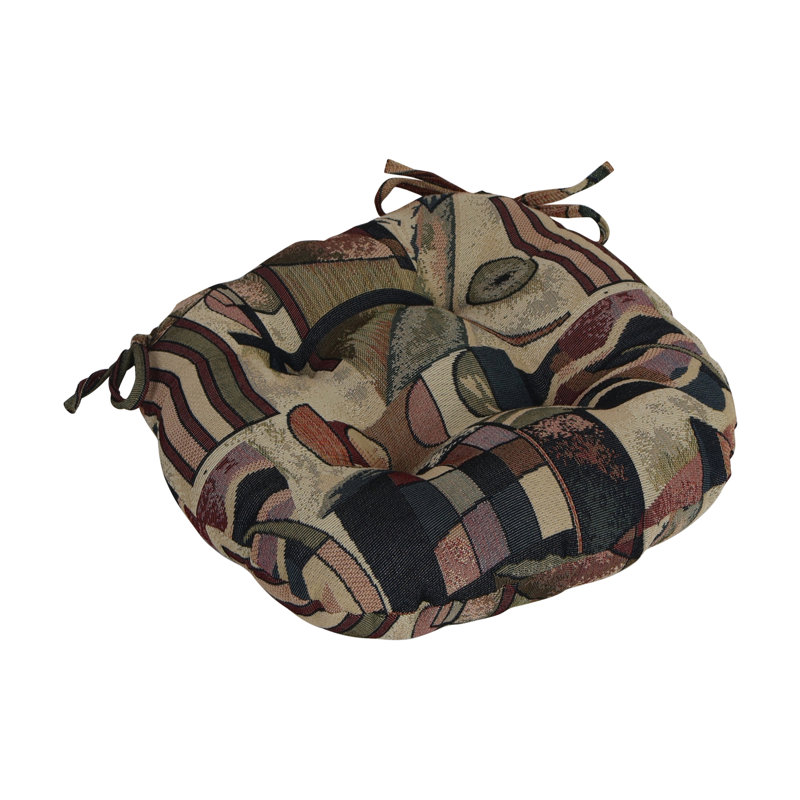 16-Inch Round Woven Tapestry Tufted Chair Cushions (Set Of 4)
