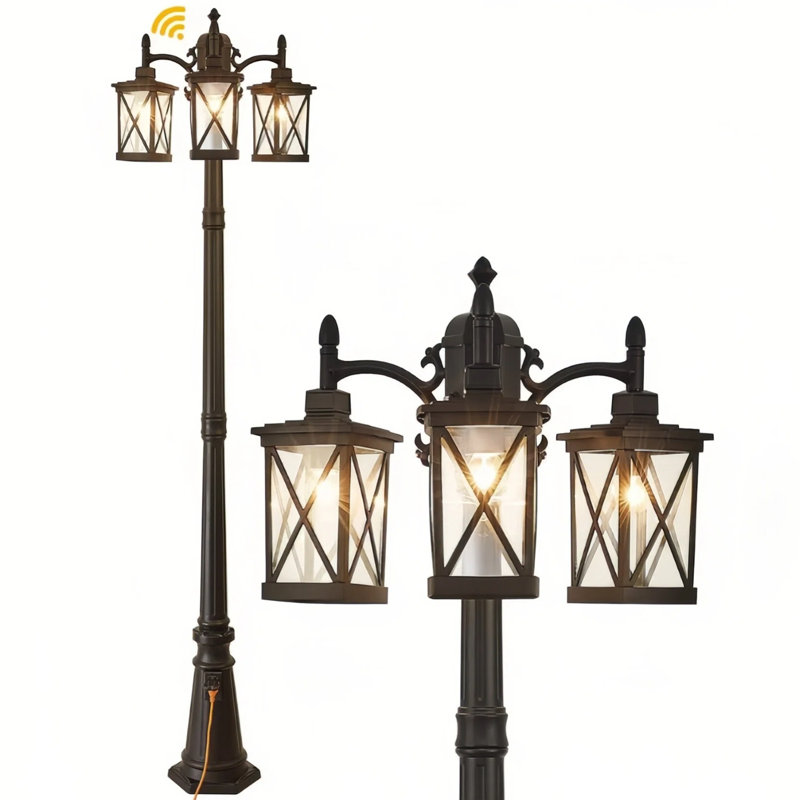 Full Post Light With Dusk To Dawn and Built-In Outlet 