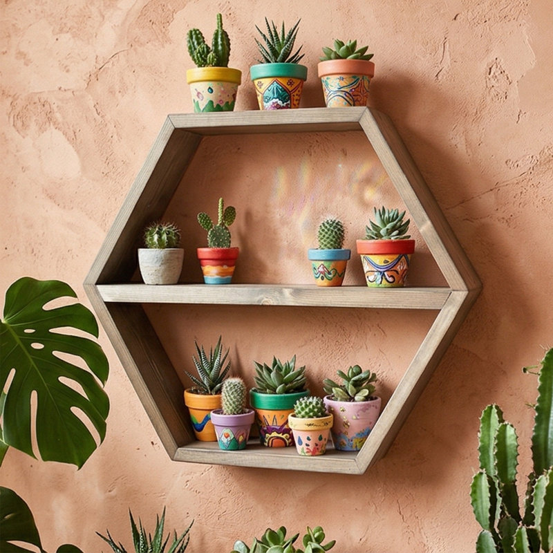 Elara Geometric Hexagon Accent Shelf