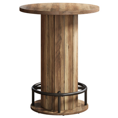 31.51” Width X 39.37” Height Farmhouse  Wood Pub Bistro Table With Footrest For Apartment & Living Room(Only Table,No Chair)