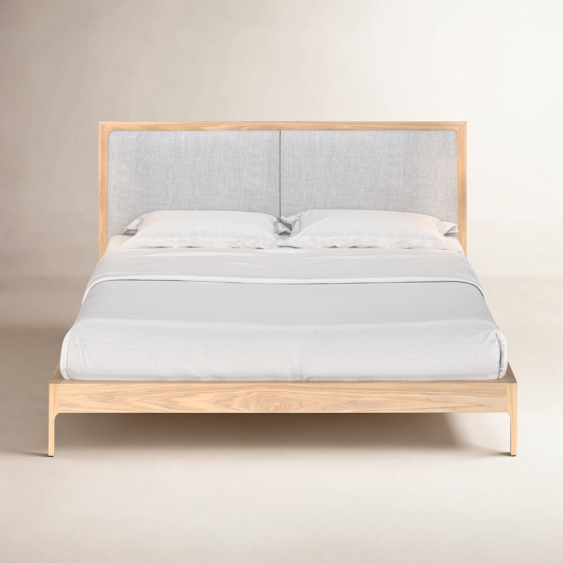 Chisa Upholstered Platform Bed, King, White Wash