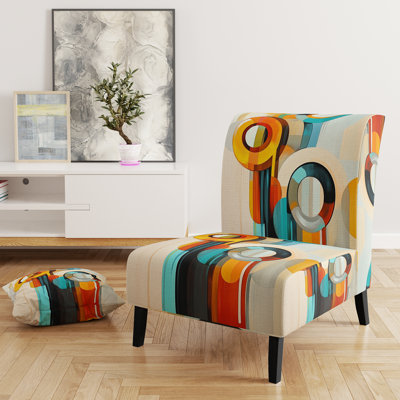 Fauteuil en velours aux formes modernes abstraites - Fauteuil pantoufles de style Midcentury Motion Geometry Flow
