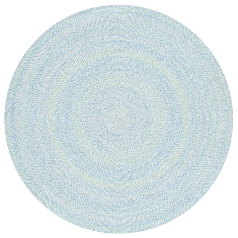 Tapis rond en polyester tissé à la main vert / bleu Kylis, Rond 3 pi