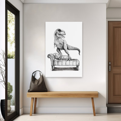 Chaise Lounge T-Rex - Contemporary Trex Tyrannosaurus Rex Dinosaur Standing On Couch Art