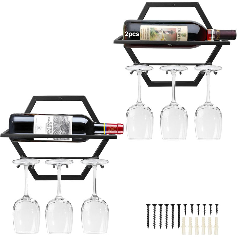 Wall Mounted Wine Bottle High Footed Cup Holder