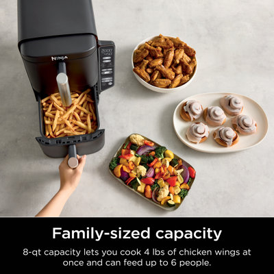 Ninja SL201 DoubleStack 2-Basket Air Fryer, DoubleStack Technology Cooks 4 Foods at Once, Space Saving Design, 8 QT, 6-in-1, Smart Finish & Match Cook, Air Fry, Broil, Bake, Easy Meals, Easy Clean