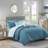 Serene Aqua Bedding Sets, Polyester Comforter With Modern Striped Design, Perfect For Home Relaxation