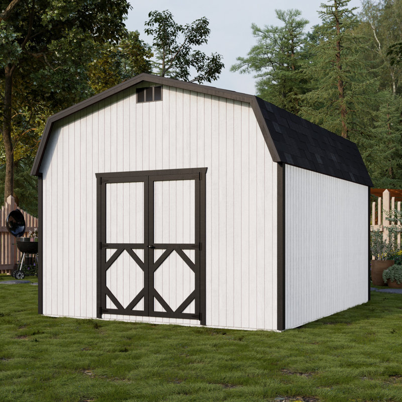 Classic Gambrel Outdoor Wood Storage Barn with 6 ft. Sidewalls, 12' W x 14' L, Yes