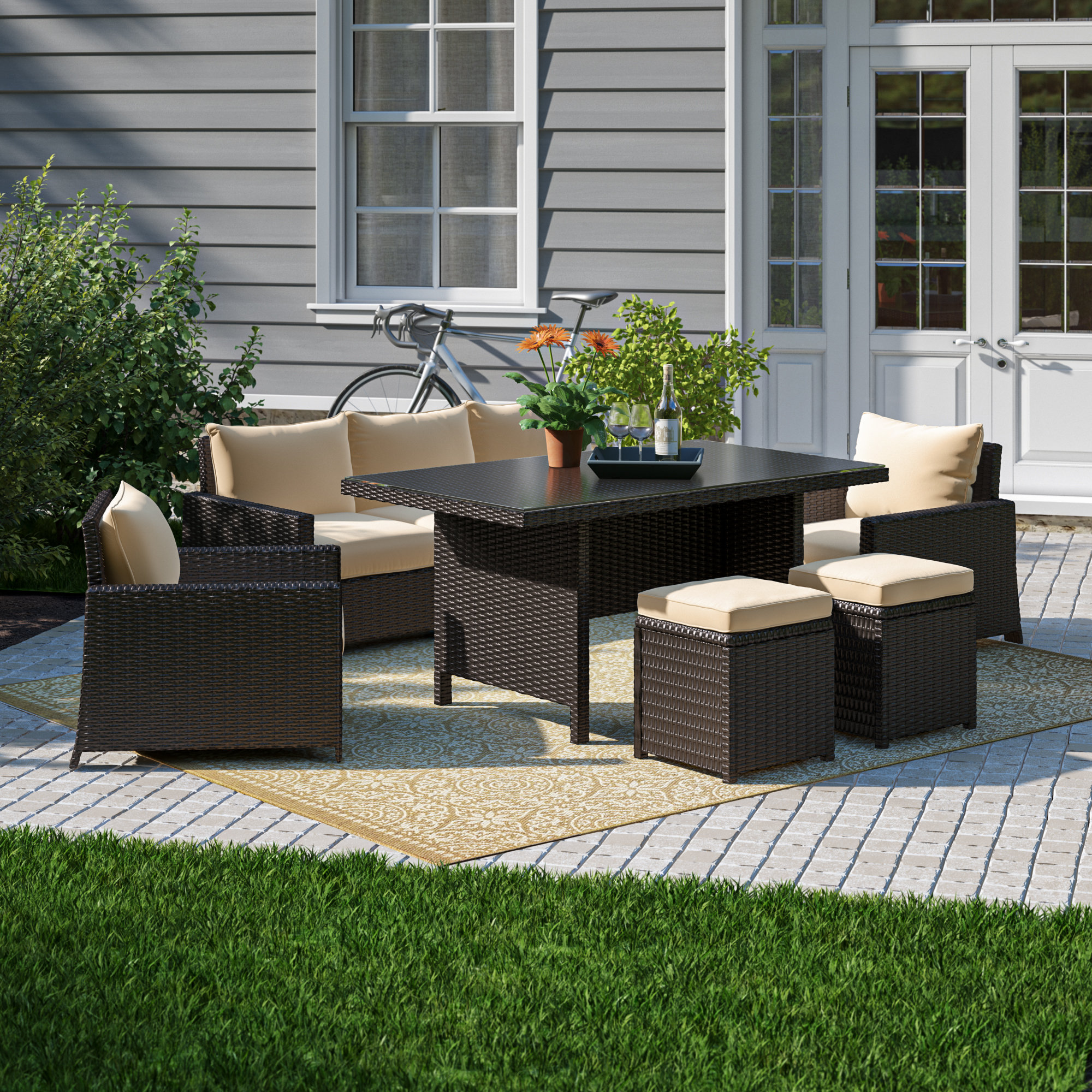 Sofa patio dining set hot sale