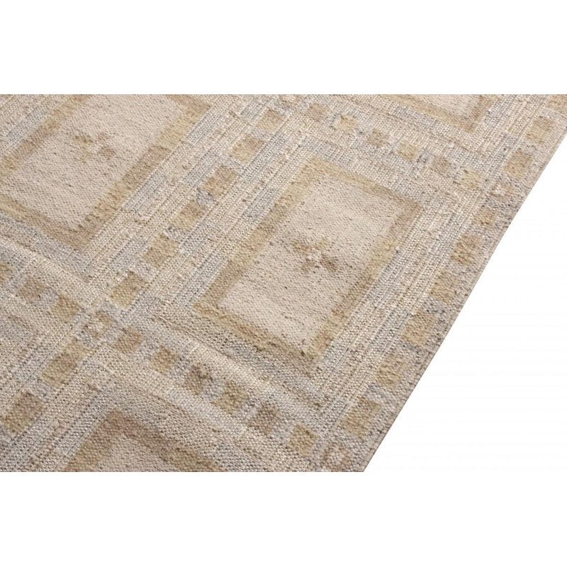 Scandinavian Hand Knotted Wool Geometric Area Rug, Rectangle 12' x 18'