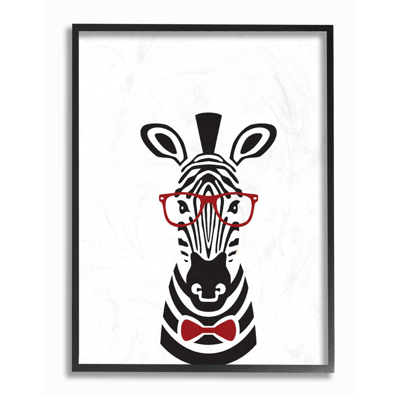 « hipster zèbre », reproduction d’impression surdimensionnée, H 14 po x l 11 po, Giclée encadrée noir minuit