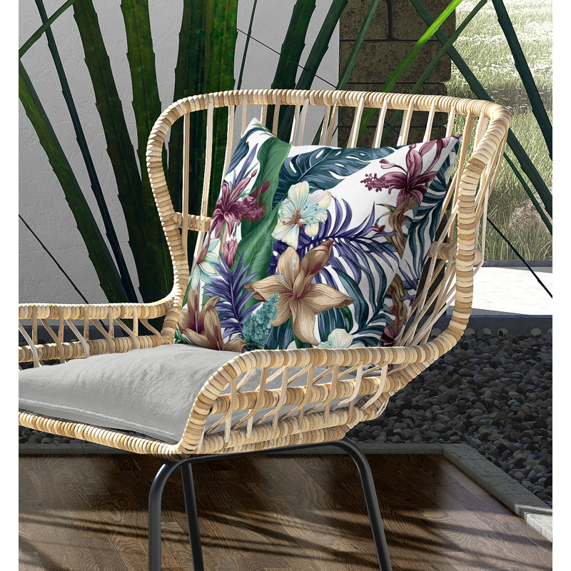 Coussin Rainforest Reverie Broadcloth, H 26 po x l 26 po, Blanc / vert