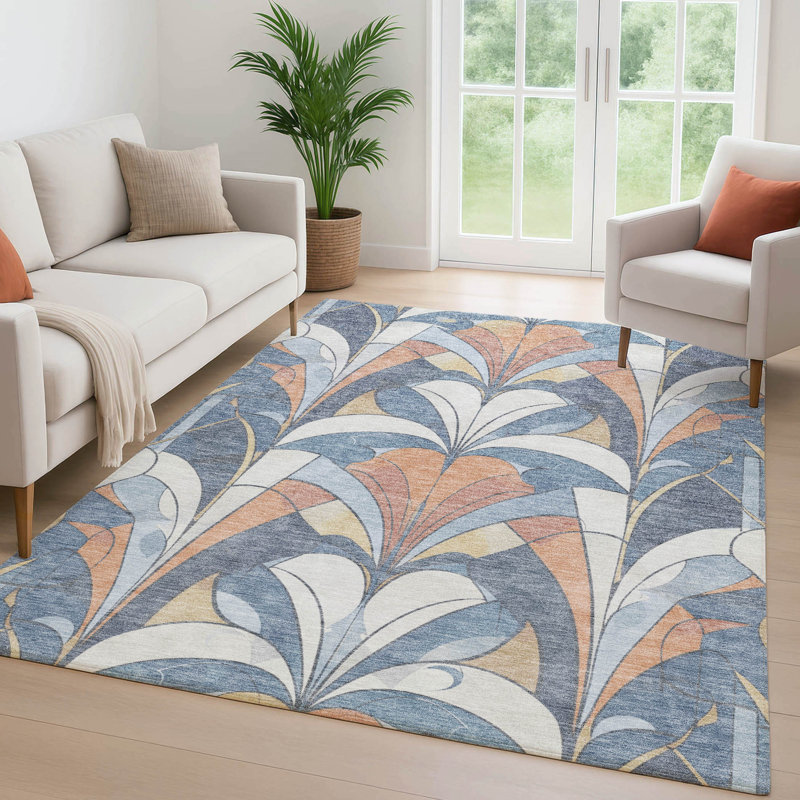 Premium Machine Washable Mayfield modern Rug, Denim, 10' x 14'