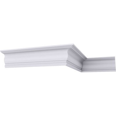 Endurathane Niobe Traditional Crown Moulding, 5 1/8"H x 3 1/8"P x 6"F x 94 1/2"L, Factory Primed