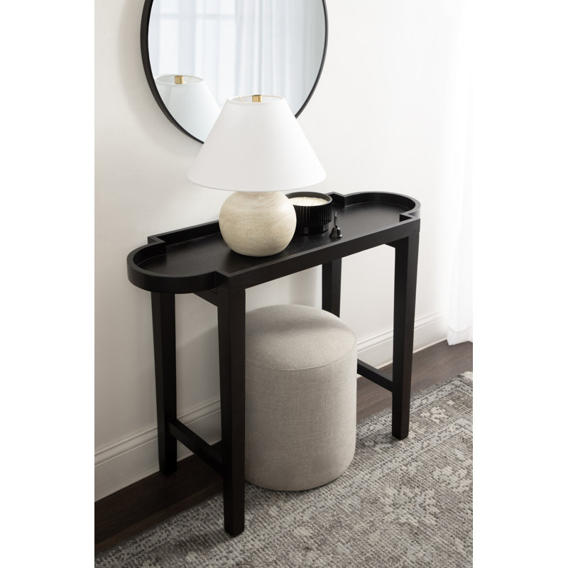 Jovie Scalloped Mango Wood Entryway Console Table, Black