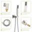 Douche carrée à fixation murale 10 pouces en nickel brossé - douchette cascade, 3 fonctions, pomme de douche à pluie, douchette, trousse de contusion avec douchette, douchette à pluie, élément-124583725