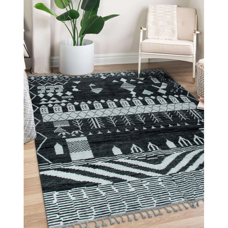 Tapis noir Marrakech Essence, Rectangle 6 pi x 9 pi