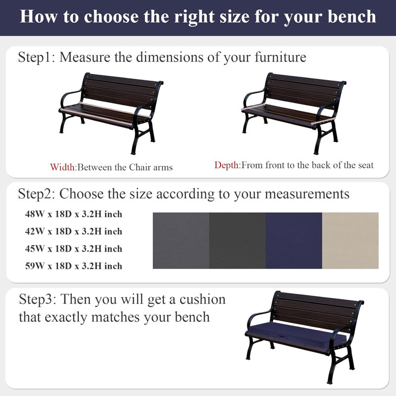 Outdoor Bench Cushion Waterproof Fade Resistant Patio Furniture Cushions With Handle For Sofa And Chair