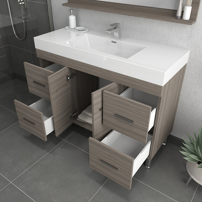 Ensemble de meuble-lavabo simple 48 po Roylynn, gris