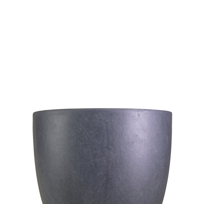 Concrete Effect Round Planter, Frostproof Outdoor Plant Pot, Round Garden Planter with Drainage Holes, Dark Grey