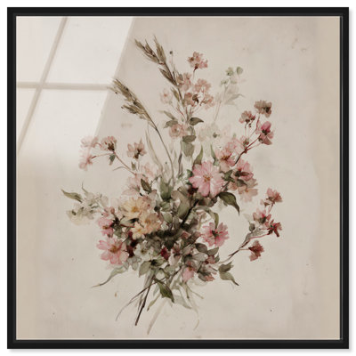 Vintage Blooms I Framed Acrylic Print Farmhouse Wall Art by Art Remedy, Black Frame, 16 x 16