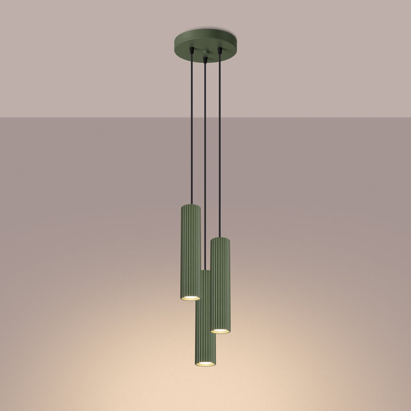 Bonina 3 - Light Brushed Nickel Pendant, Green