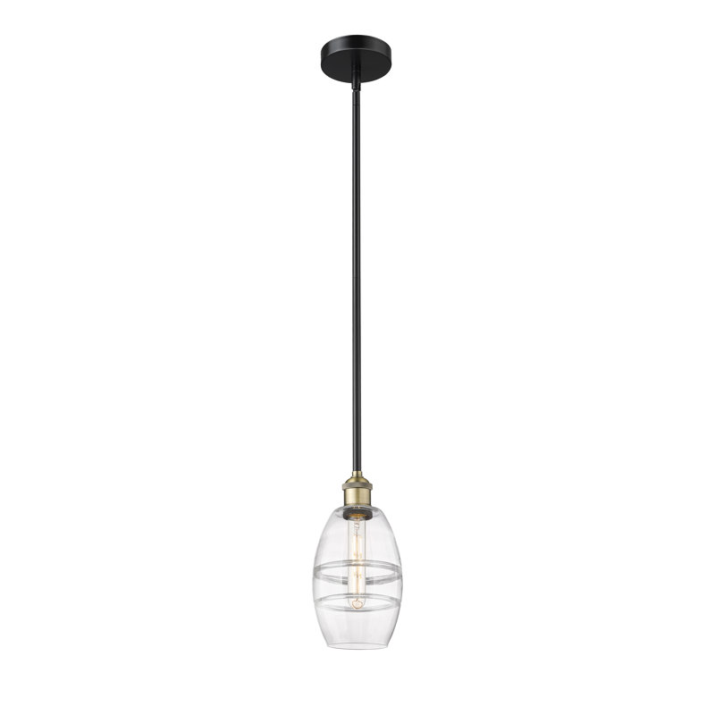 Mini-luminaire suspendu avec tige 10 "Edison Bettylou - 616-G557, H 7,63 po x l 5,88 po x P 5,88 po, Transparent