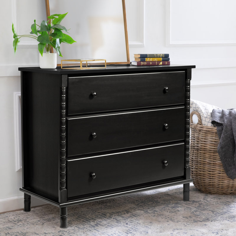 Commode 3 tiroirs Jenny Lind, Noir ébène
