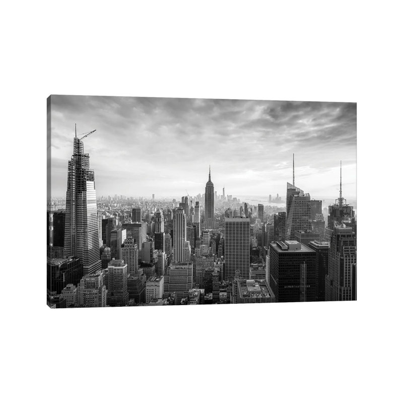 New York City, impression sur toile tendue en noir et blanc, H 26 po x l 40 po x 1,5 po