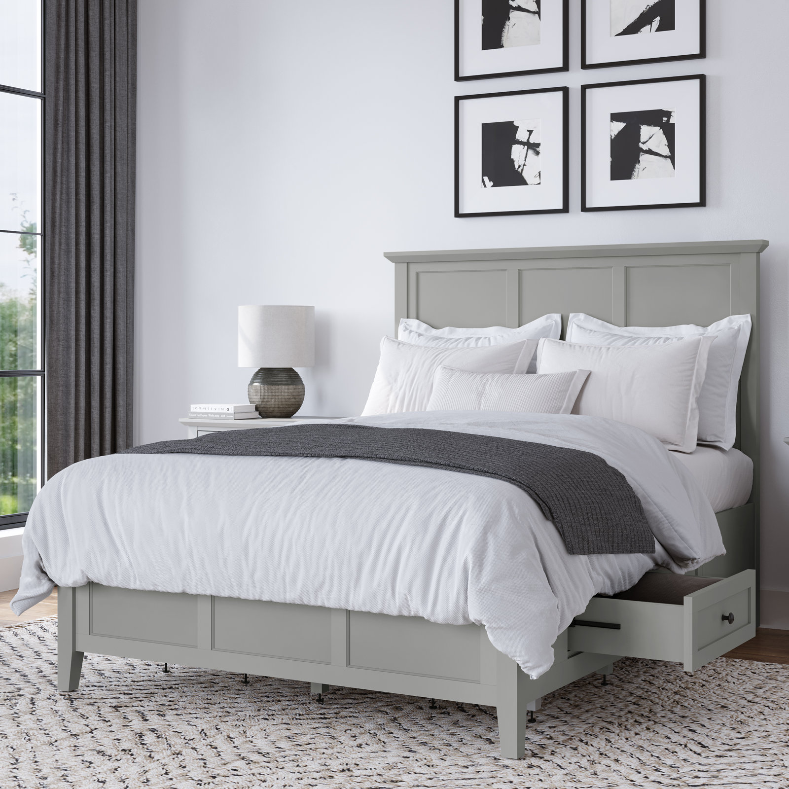 Renee Storage Platform Bed, Queen, Raven Black