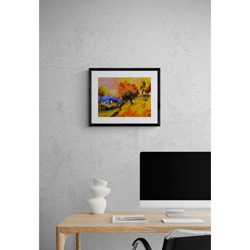 Automne 8881 par Pol Ledent - peinture encadrée, 24" H x 32" W