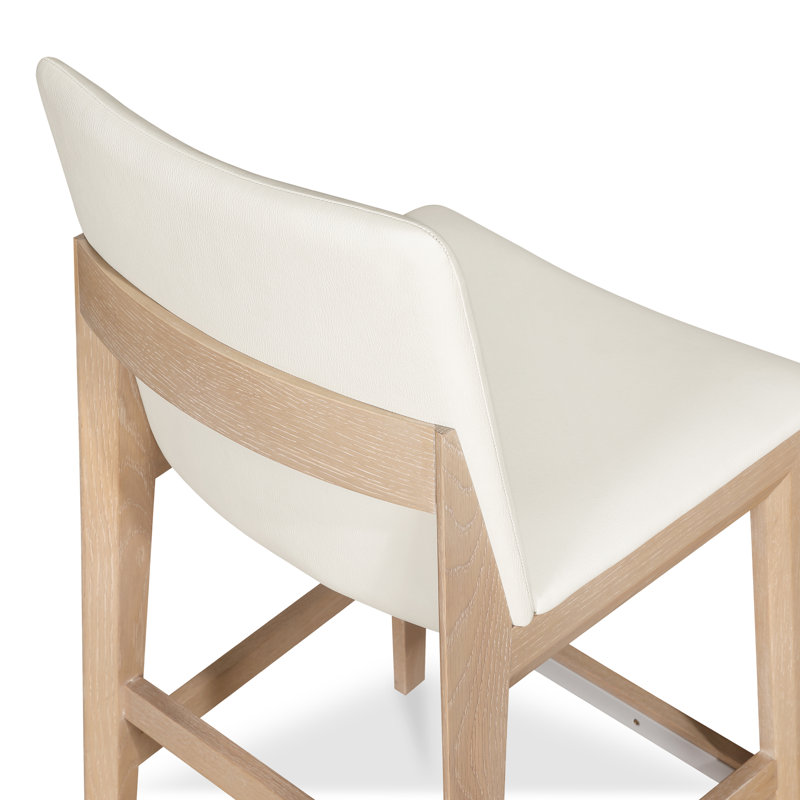 Deco Counter Stool White PVC, Oak, Counter Stool (26” Seat Height)