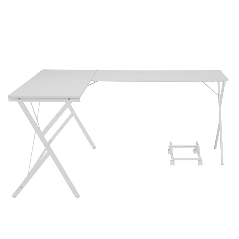 Bureau d'ordinateur polyvalent en forme de L pour un travail efficace et une optimisation de l'espace, Blanc