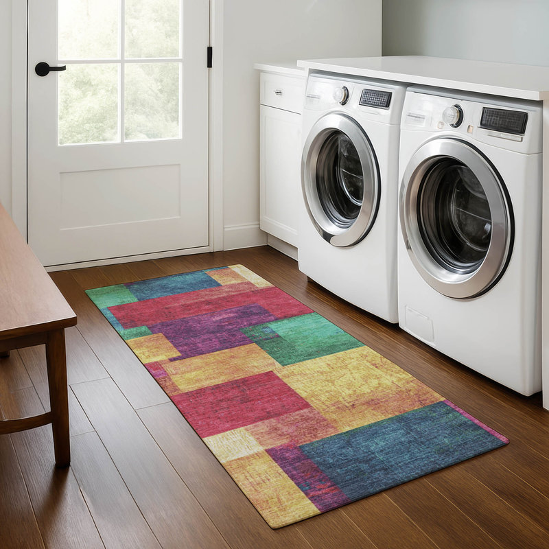 Premium Machine Washable Mouton Geometric Rug, Runner 2'3" x 7'6"