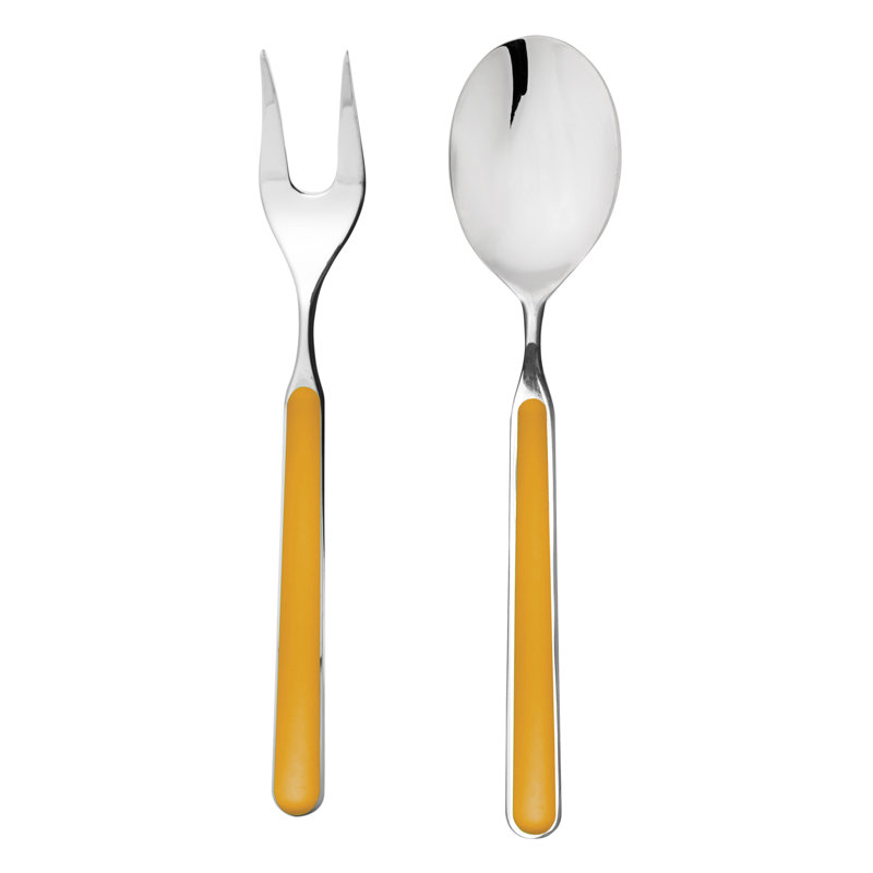 Fantasia Stainless Steel Salad Servers, Mustard