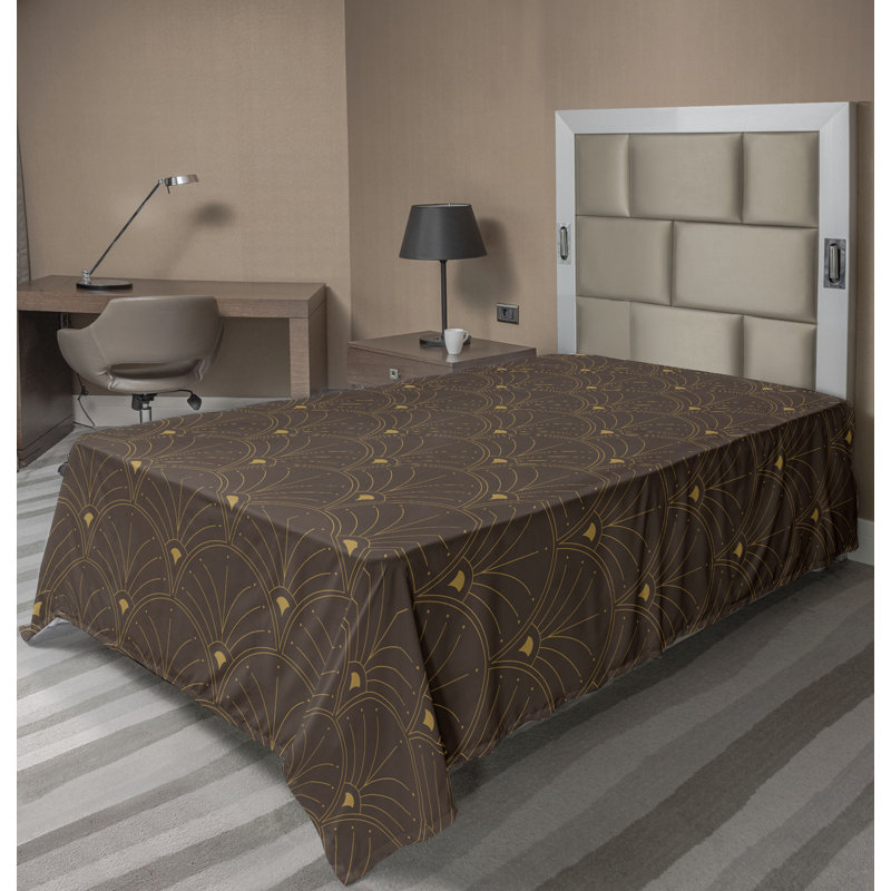 Polyester Floral Flat Sheet, TwinXL Flat Sheet, Dark Brown/Sand Brown