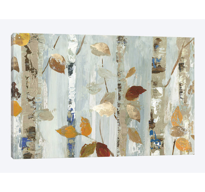 « leaves on bouleau », reproduction d’impression sur toile tendue, H 8 po x l 12 po x P 0,75 po, Toile tendue, Pas de tapis