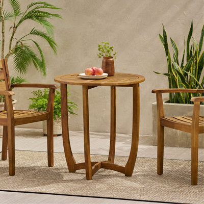 Table d'appoint d'extérieur ronde en bois d'acacia