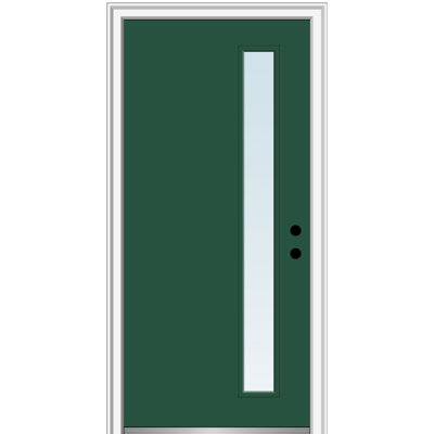 1-Lite Painted Steel Spotlight Prehung Front Entry Door