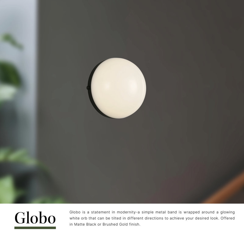 Globo 1 - Light LED Flush Mounted Sconce, Matte Black