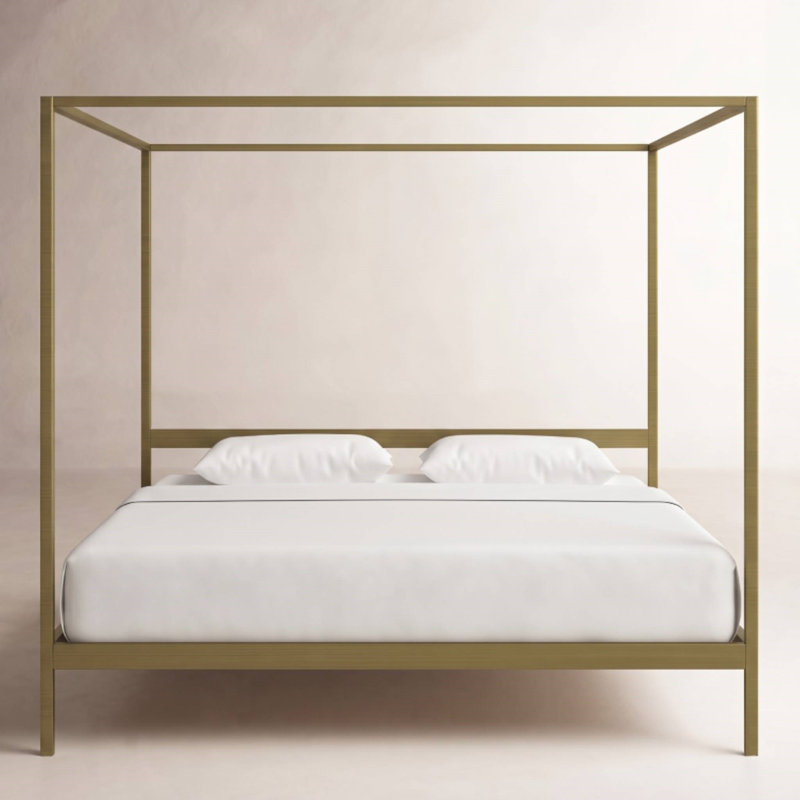Aston Metal Canopy Bed, 80", King, Gold