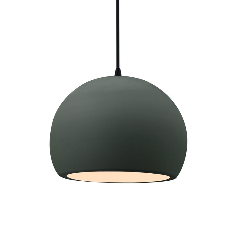 Luminaire suspendu à 1 lumière Aschwin, H 7,75 po x l 10 po x P 10 po, Étain, vert, Noir mat