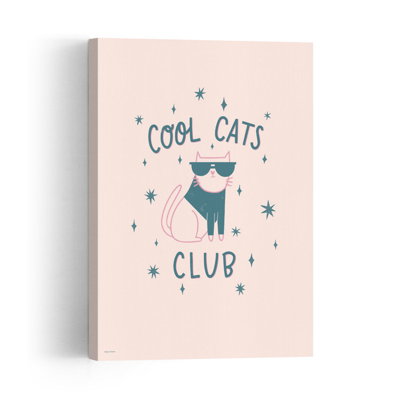 Cool Cats Club Contemporary Whimsical Abstract Cat Landscape Nature Wall Art Print 1 Piece Wrapped Canvas Wall Art