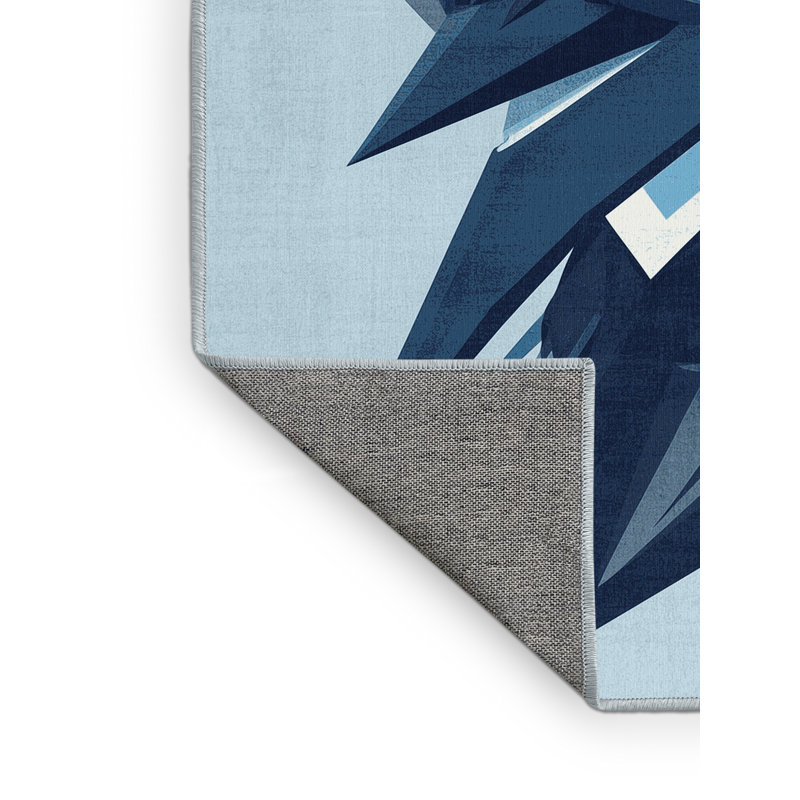 Tapis bleu moderne et contemporain lavable à la machine Titus Tengu, 8 x 10