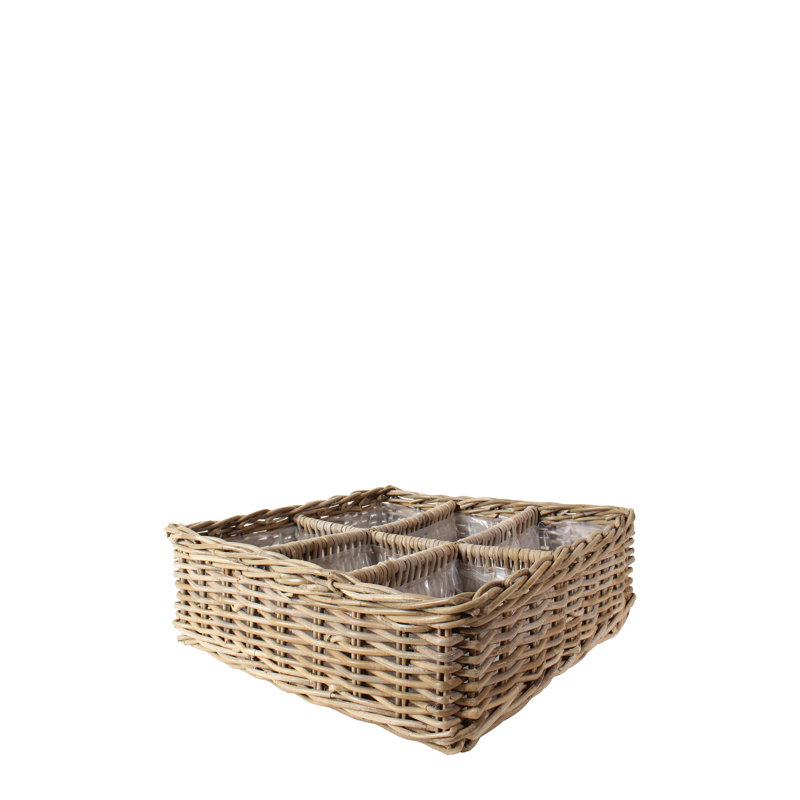 Panier carré en rotin avec doublure en plastique