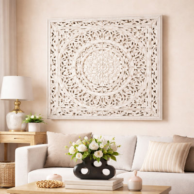 Hand curved Wall Decor | Mandala Wall Art - 36x36" | Wall Accent for Living Room