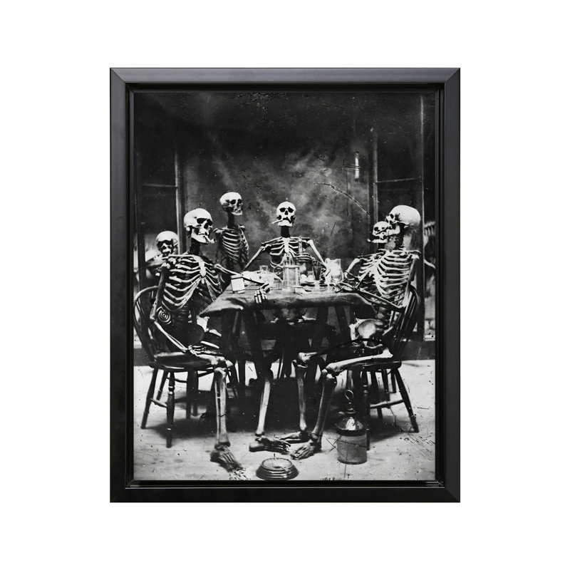 Squelettes fumant, Black Framed, Canvas, 12"H x 16"W