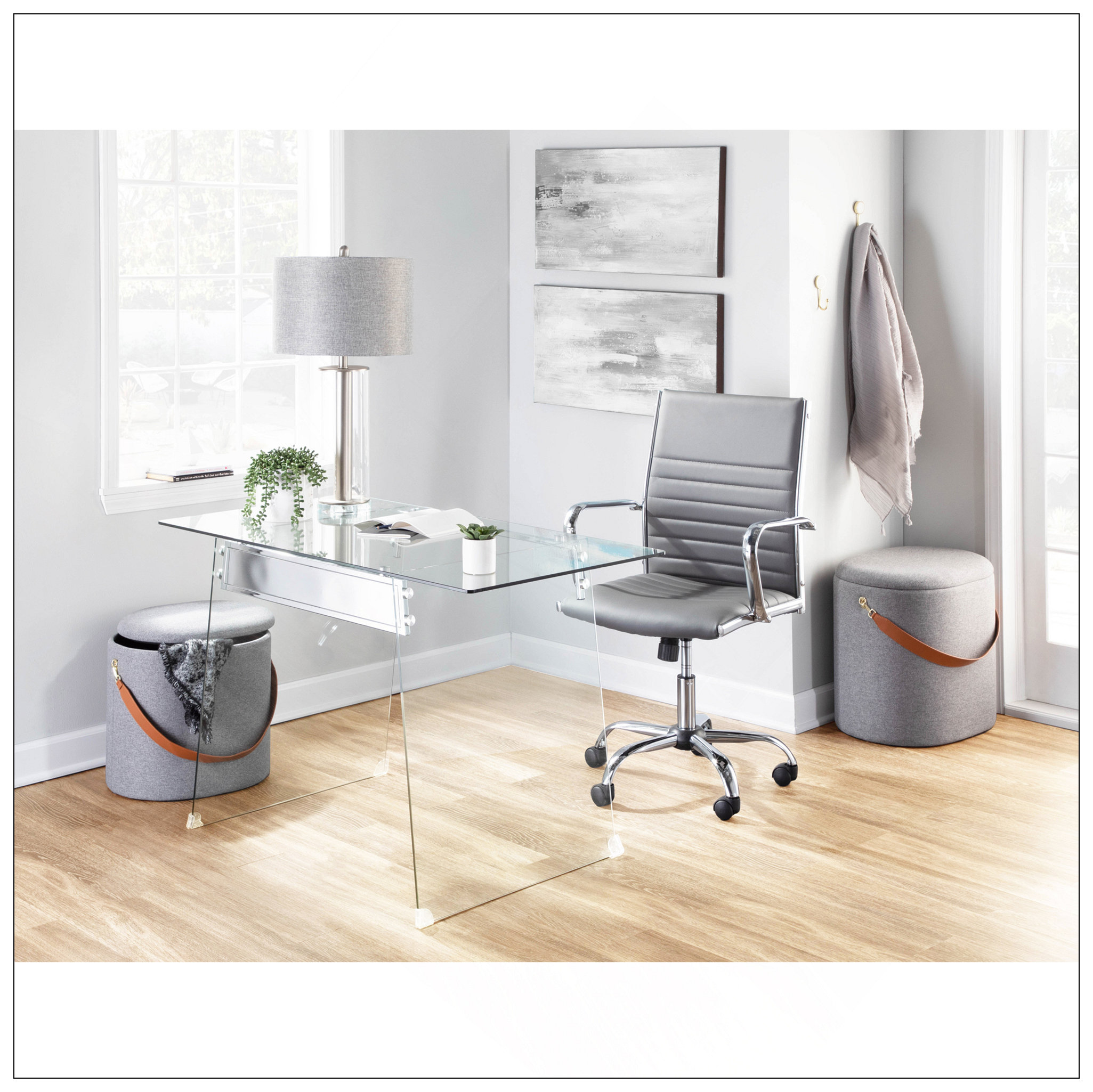 Ivy Bronx Modern And Stylish Clear And Chrome Desk For Versatile Use ...