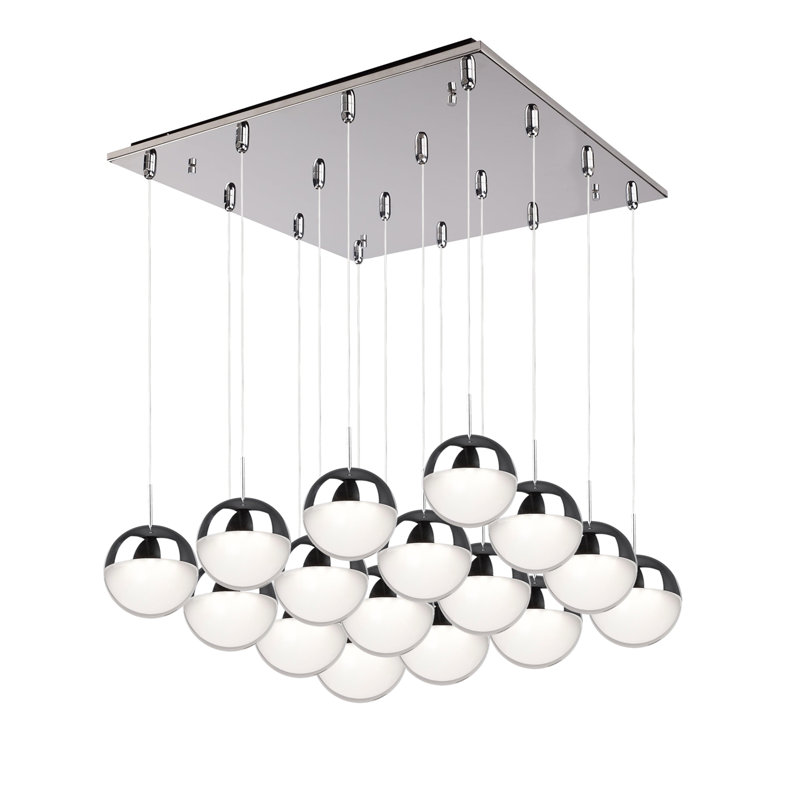 Pluto LED Pendant, Chrome, 16 Lights, 132 W